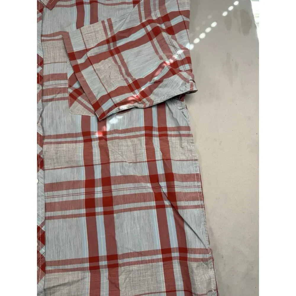 The North Face Plaid Button Front Shirt Mens Medium Red Blue Casual